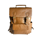 Camel Brown Leather Backpack