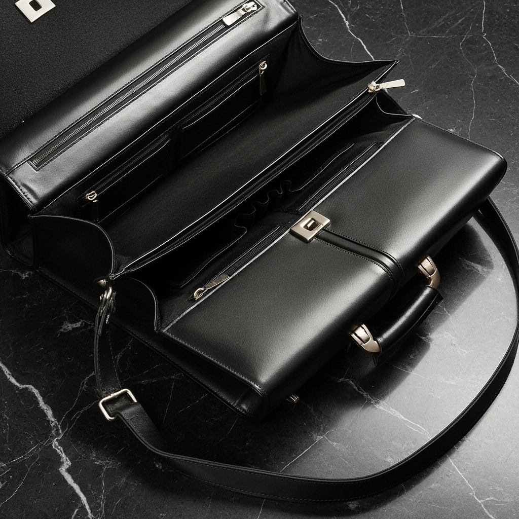 Artisian Leather Executive Briefcase – Premium Black Leather Office Bag