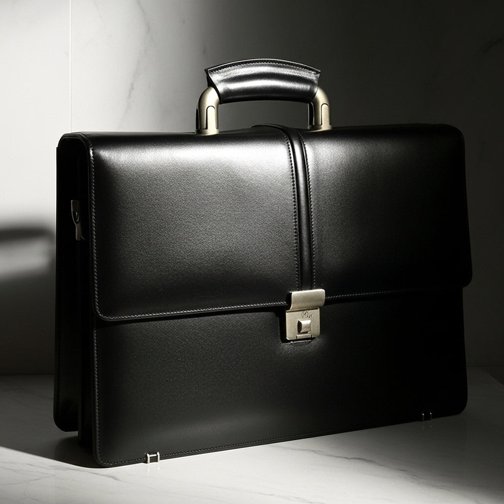 Artisian Leather Executive Briefcase – Premium Black Leather Office Bag