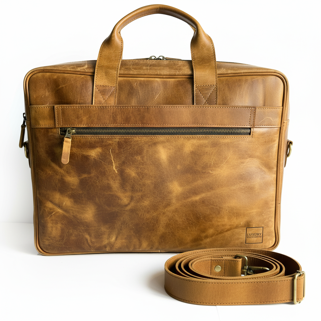 Artisian Leather Heritage Laptop Briefcase – Vintage Tan Leather Office Bag