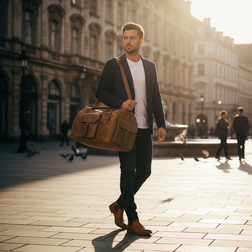 Artisian Leather Voyager Duffle Bag – Premium Vintage Leather Travel Bag