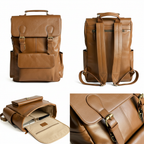 Camel Brown Leather Backpack