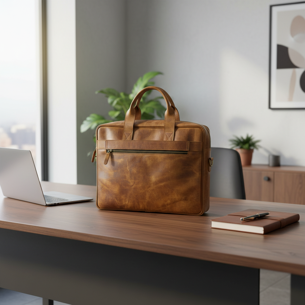 Artisian Leather Heritage Laptop Briefcase – Vintage Tan Leather Office Bag