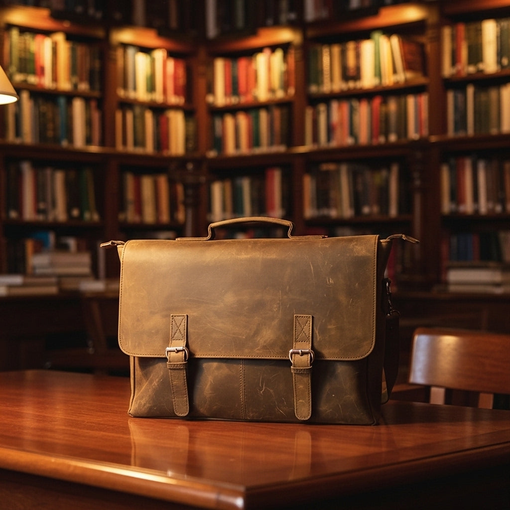 Artisian Leather Heritage Briefcase – Distressed Brown Leather Office Bag