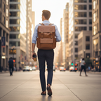 Camel Brown Leather Backpack