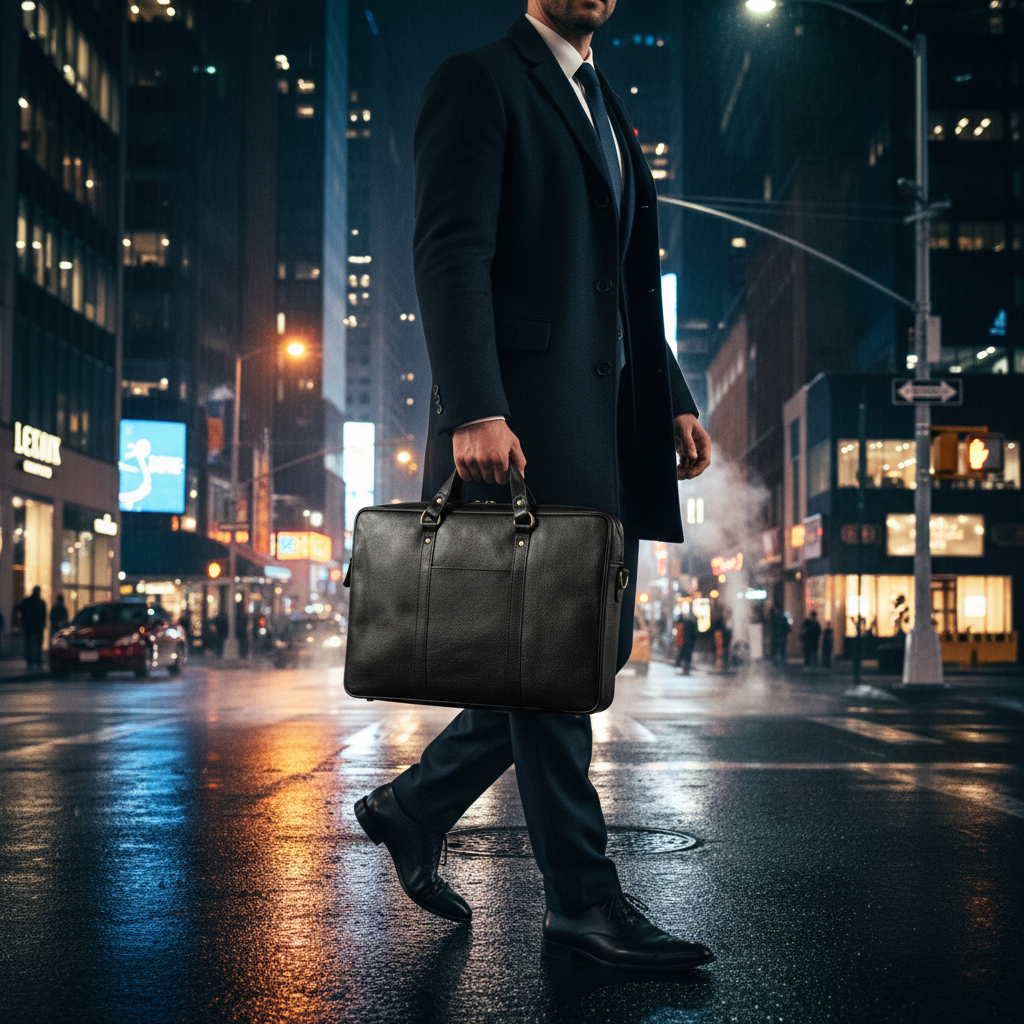 Black Leather Office Briefcase