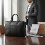Black Leather Office Briefcase