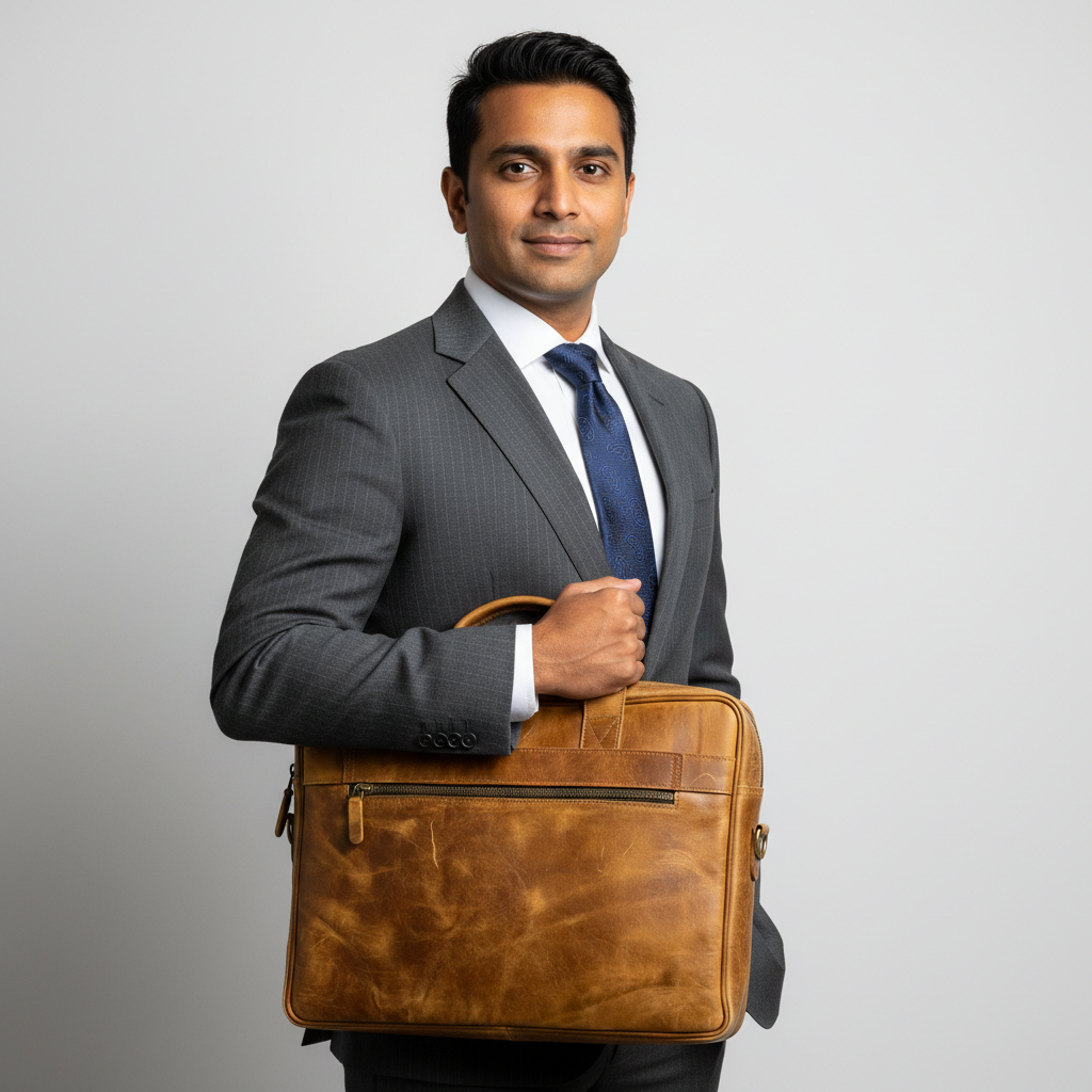 Artisian Leather Heritage Laptop Briefcase – Vintage Tan Leather Office Bag