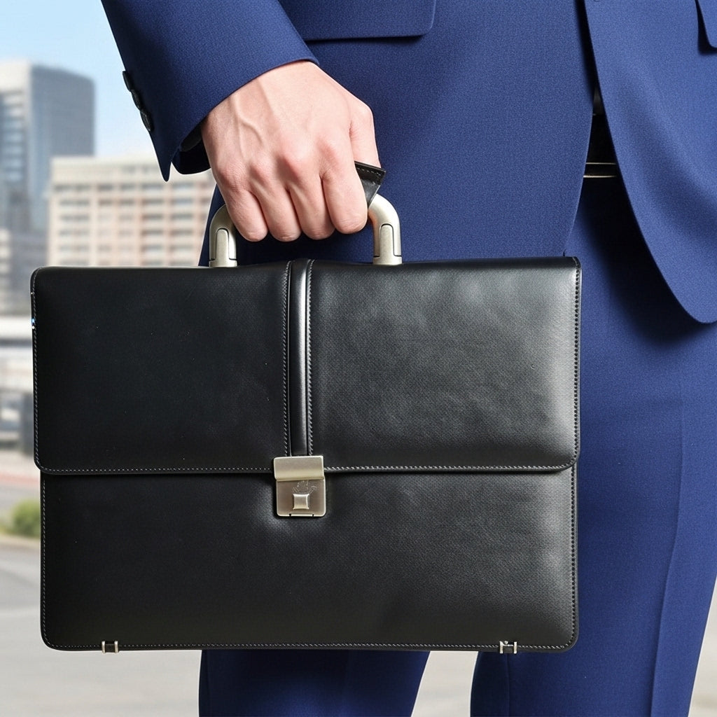Artisian Leather Executive Briefcase – Premium Black Leather Office Bag