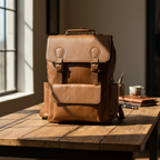 Camel Brown Leather Backpack