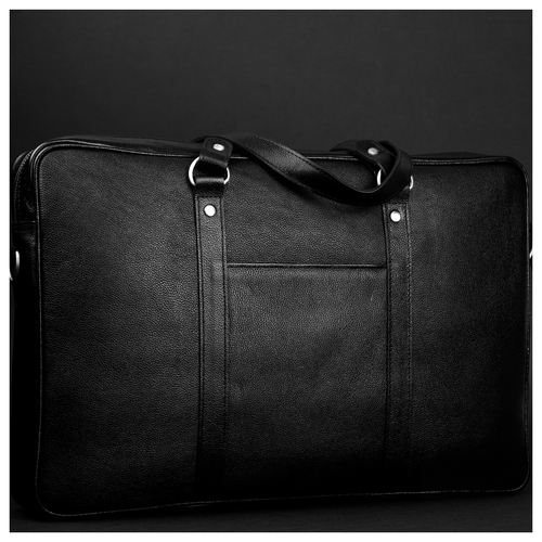 Black Leather Laptop Briefcase