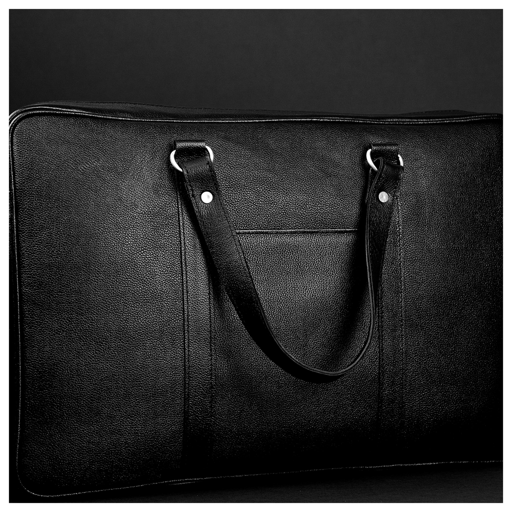 Black Leather Laptop Briefcase