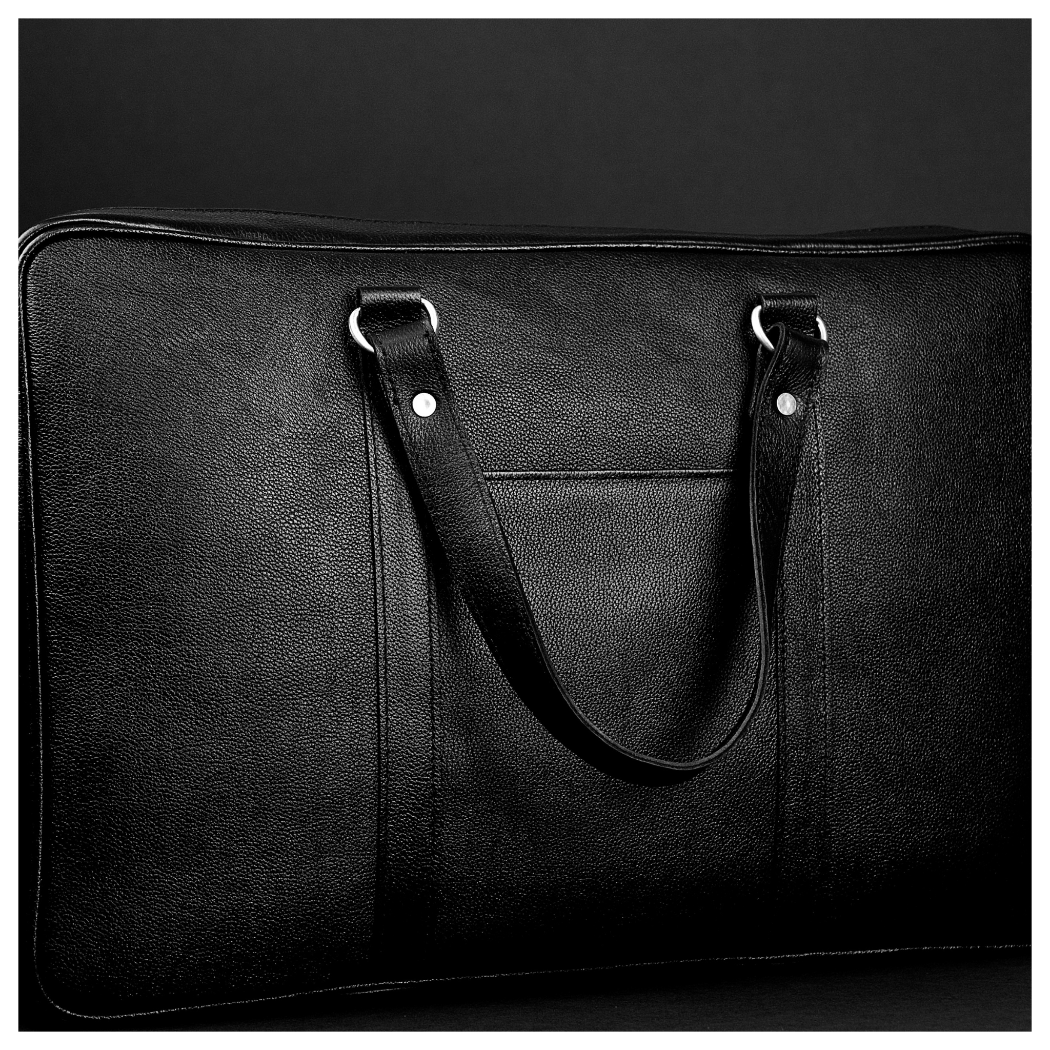 Black Leather Laptop Briefcase