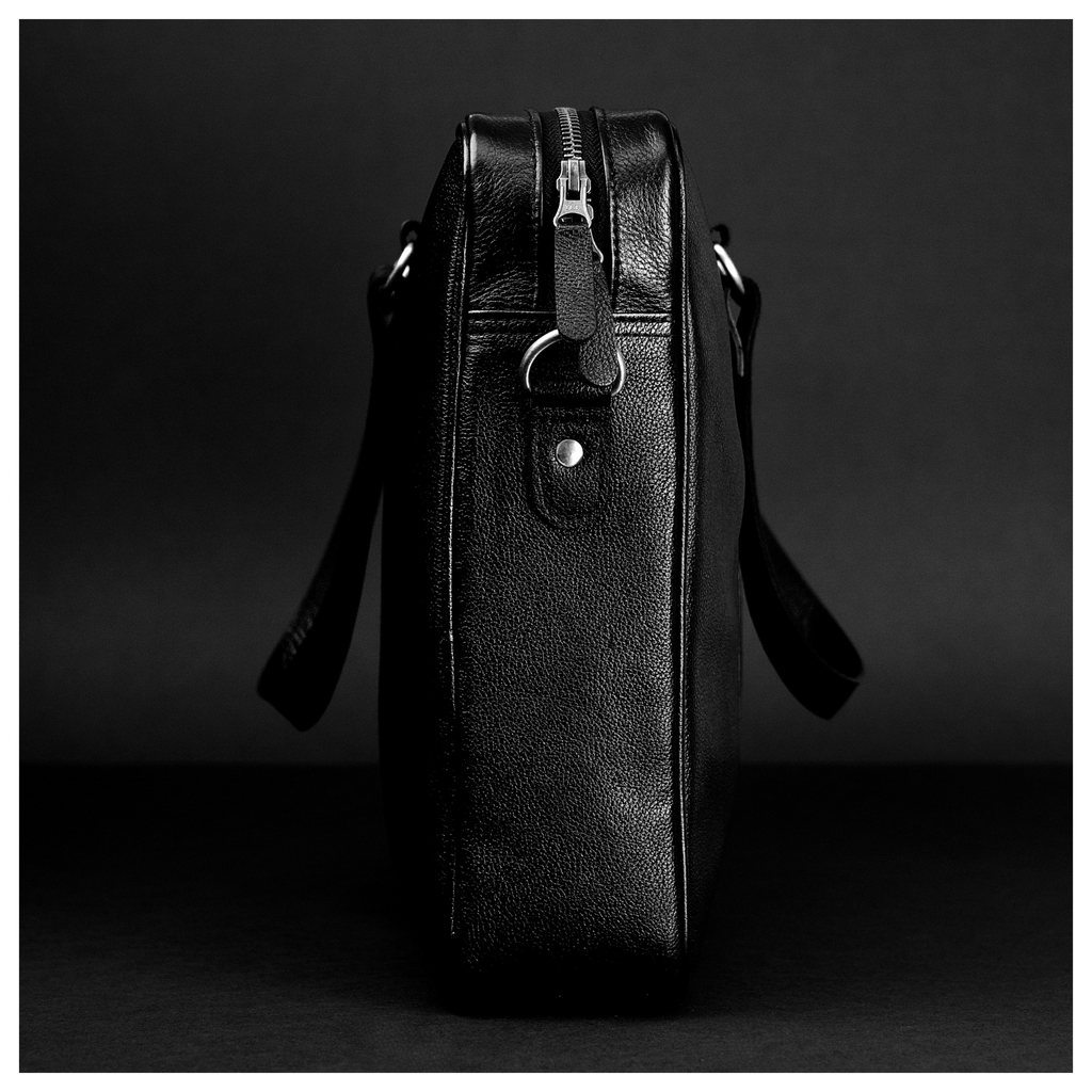 Black Leather Laptop Briefcase