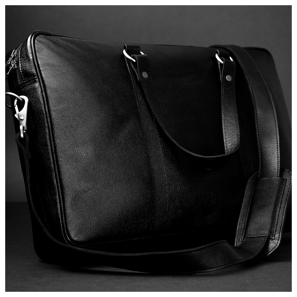 Black Leather Laptop Briefcase