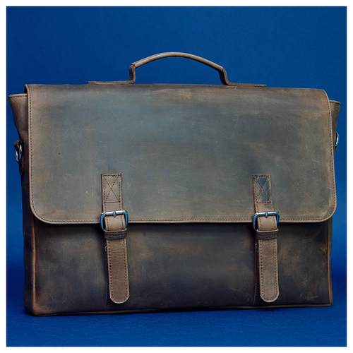 Brown Leather Messenger Briefcase