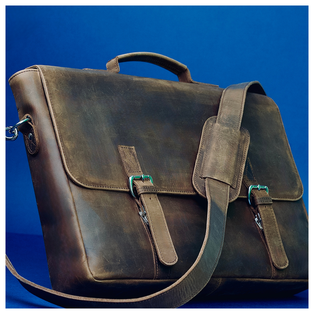 Brown Leather Messenger Briefcase