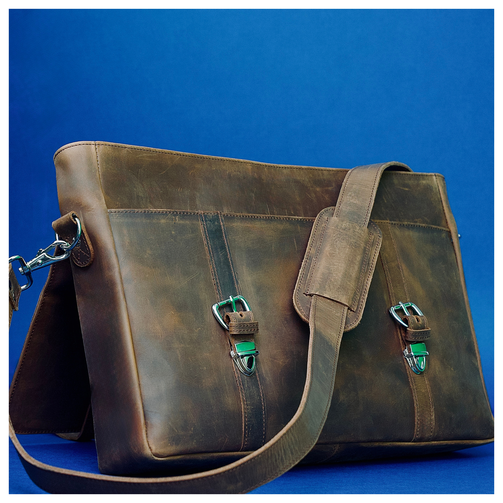 Brown Leather Messenger Briefcase