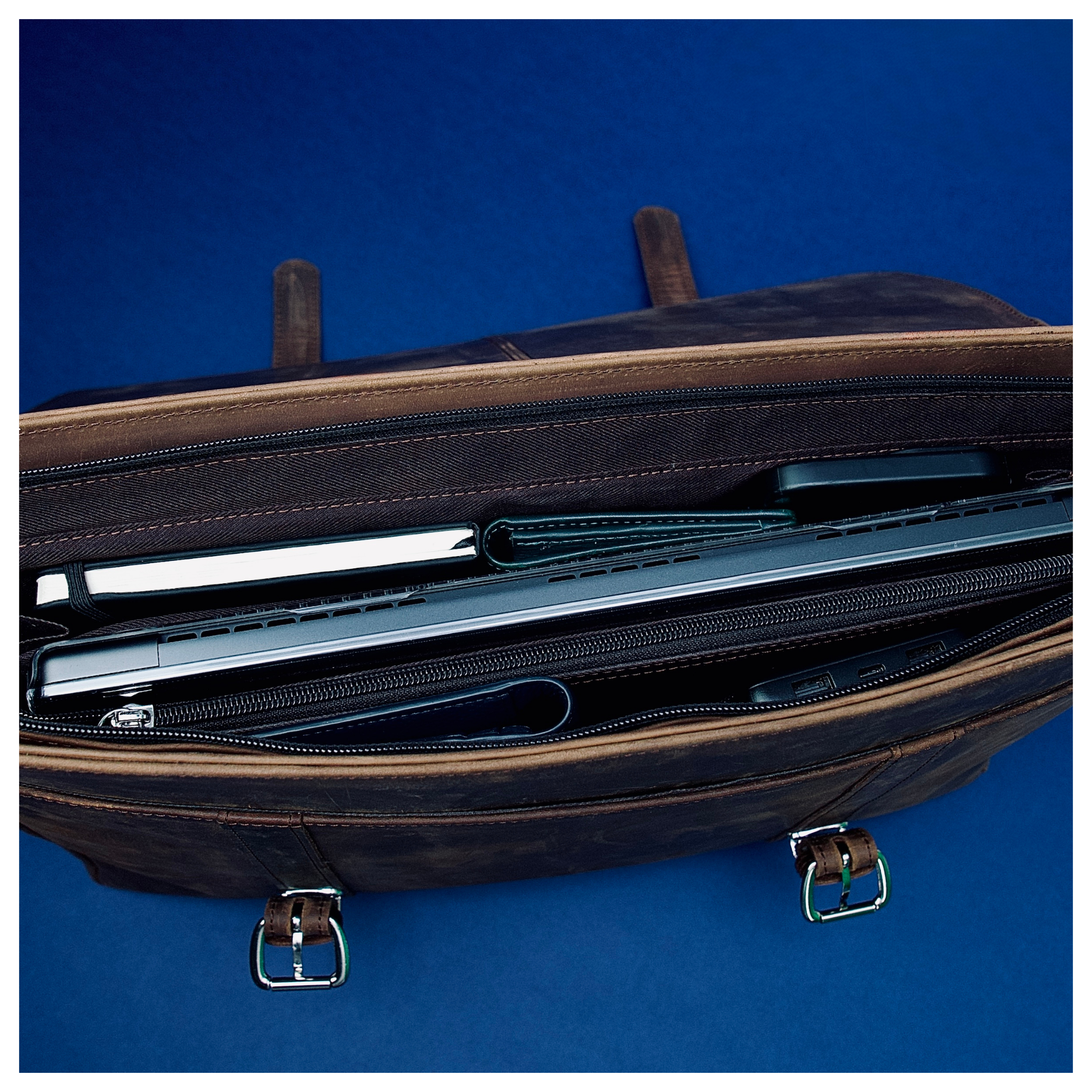 Brown Leather Messenger Briefcase