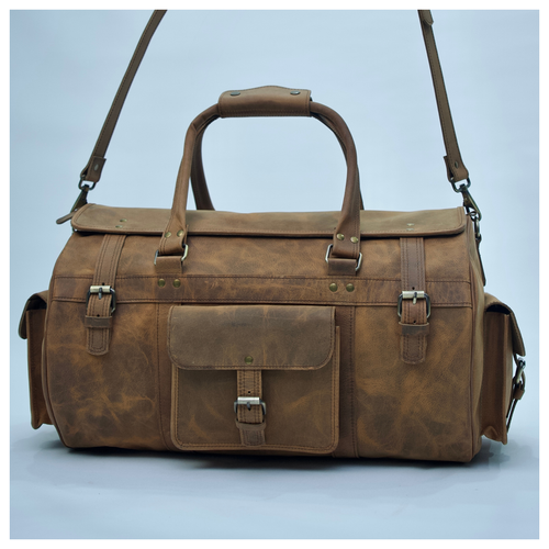 Camel Leather Weekender Duffle