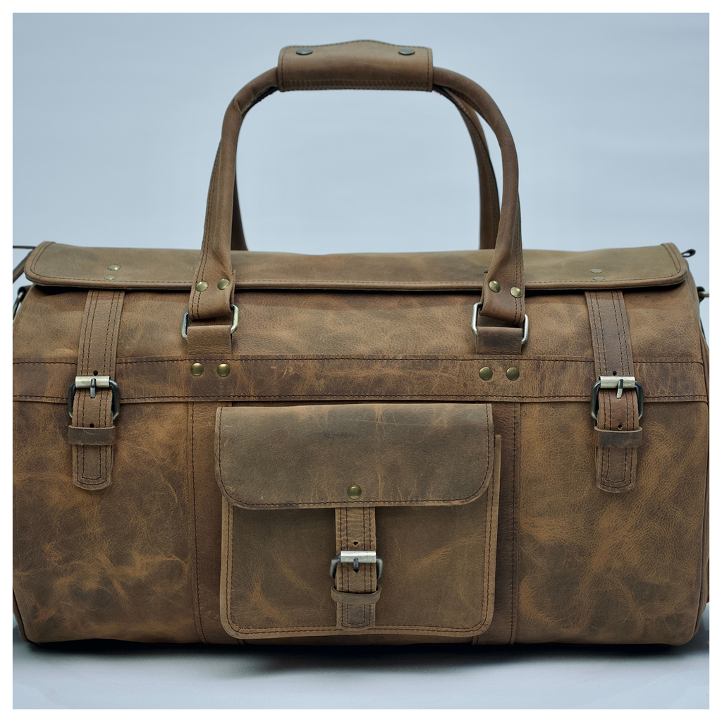 Camel Leather Weekender Duffle