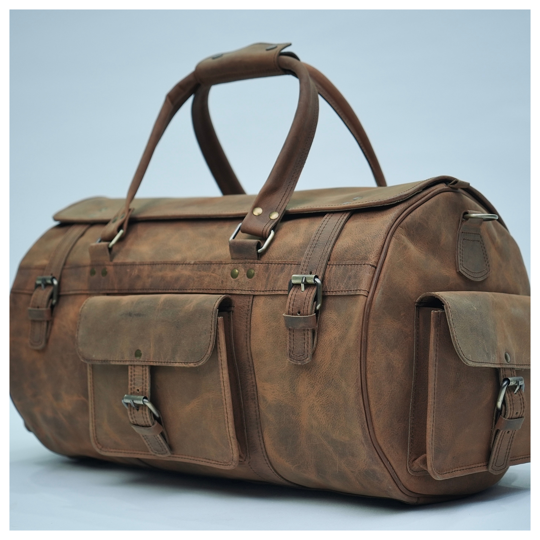 Camel Leather Weekender Duffle