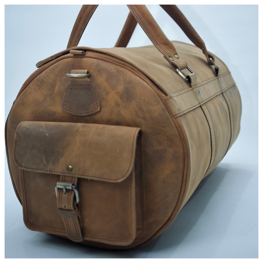 Camel Leather Weekender Duffle