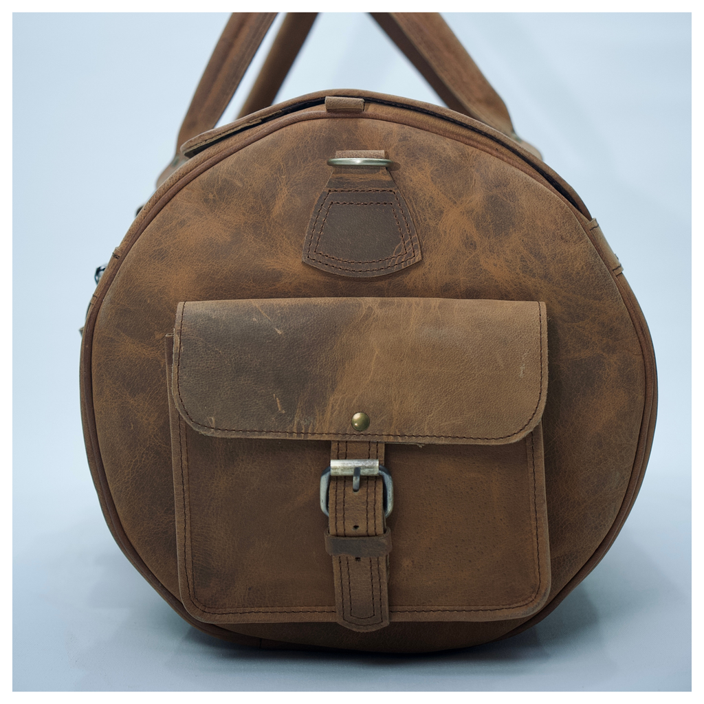 Camel Leather Weekender Duffle