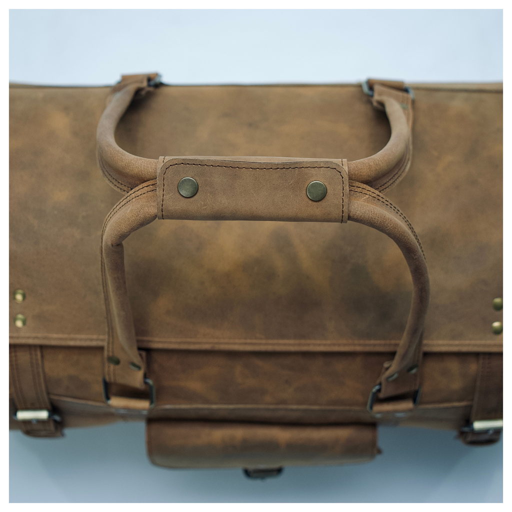 Camel Leather Weekender Duffle