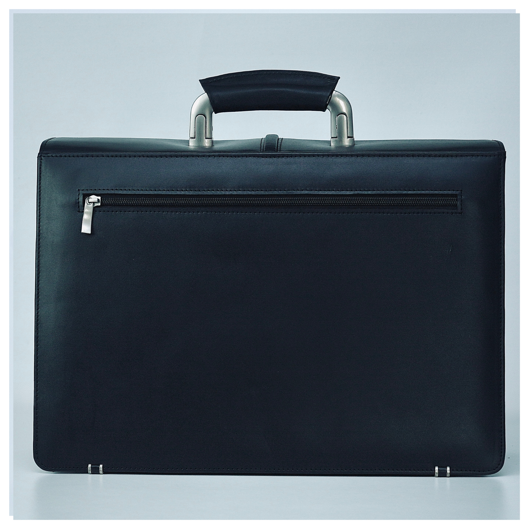 Executive Black Leather Attaché Briefcase