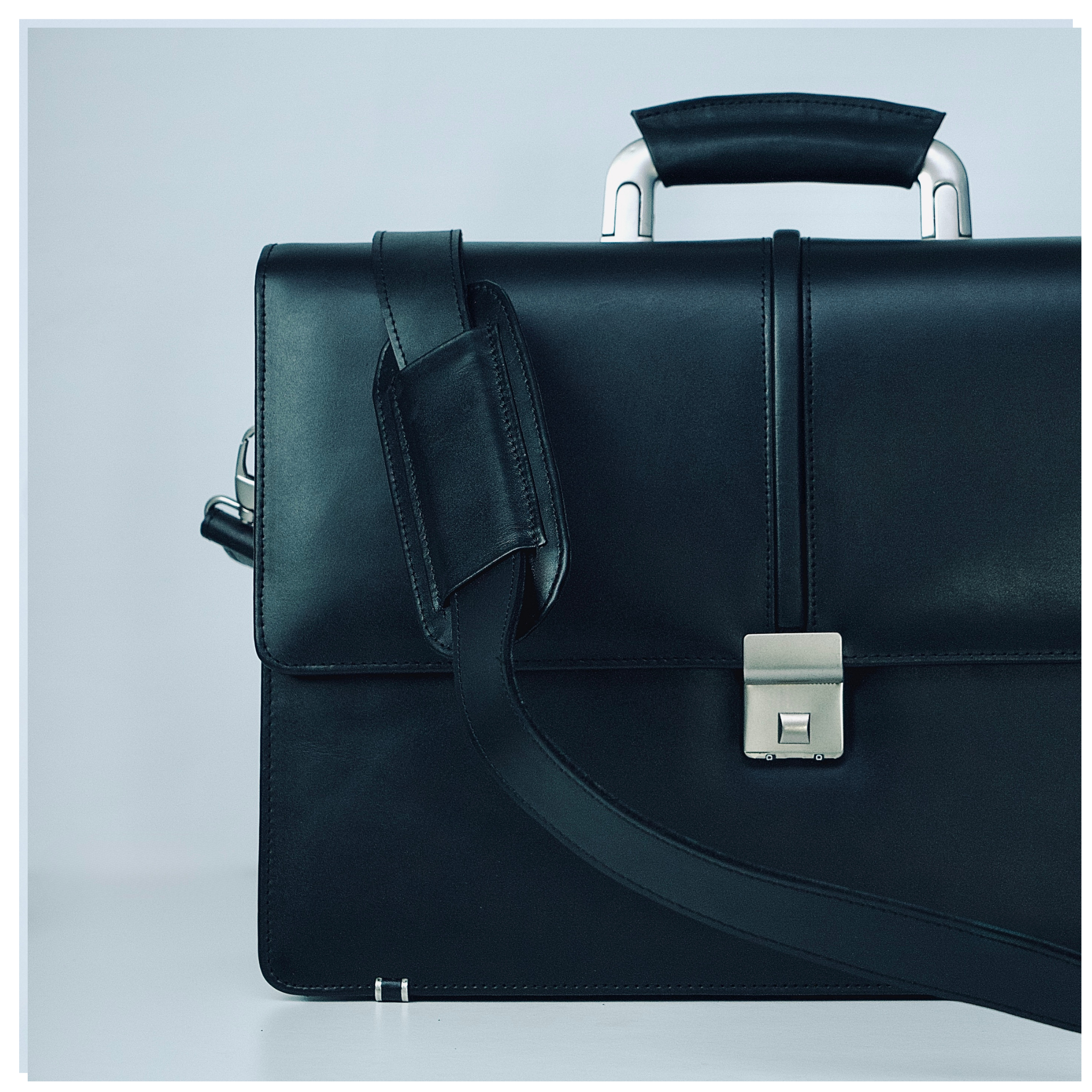 Executive Black Leather Attaché Briefcase