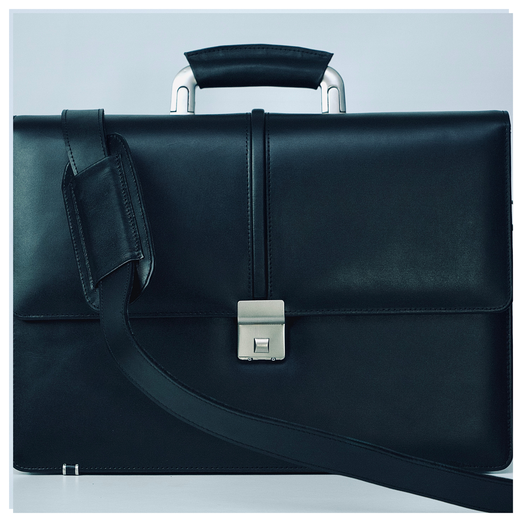 Executive Black Leather Attaché Briefcase