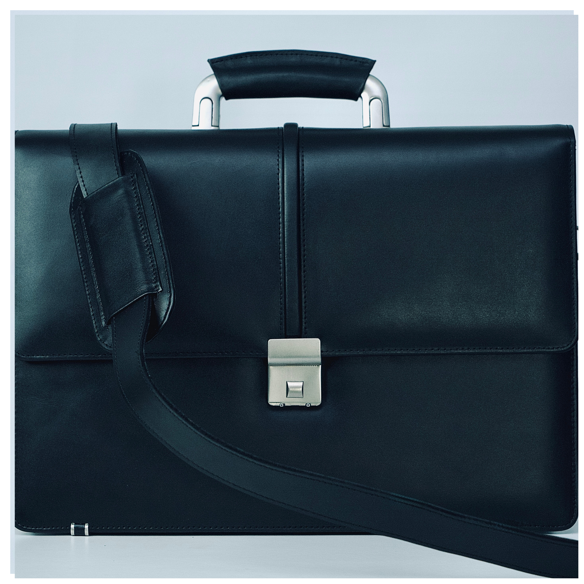 Executive Black Leather Attaché Briefcase