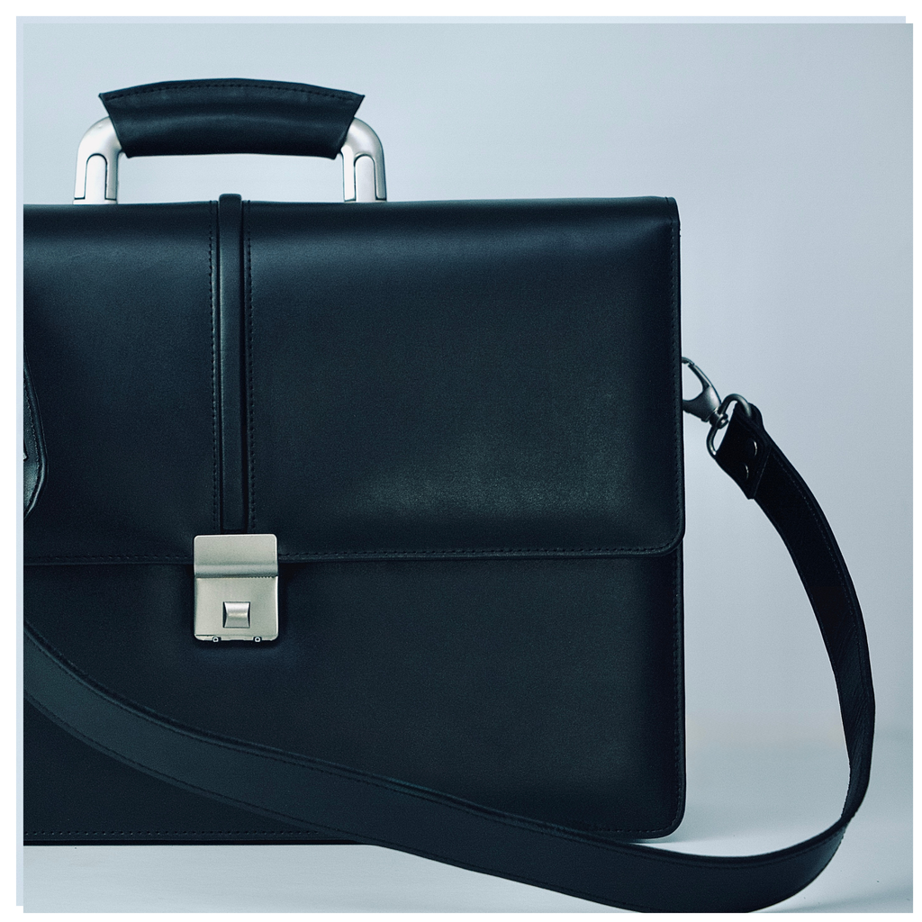 Executive Black Leather Attaché Briefcase