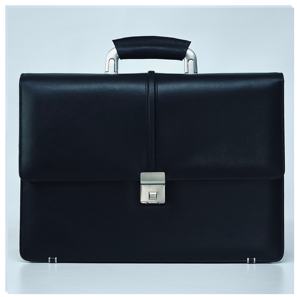 Executive Black Leather Attaché Briefcase