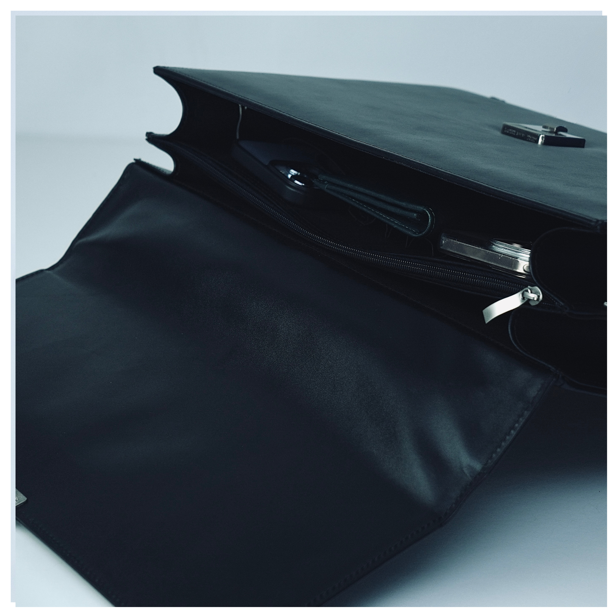 Executive Black Leather Attaché Briefcase
