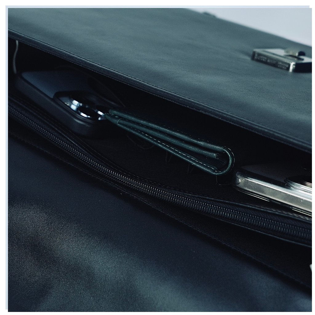 Executive Black Leather Attaché Briefcase
