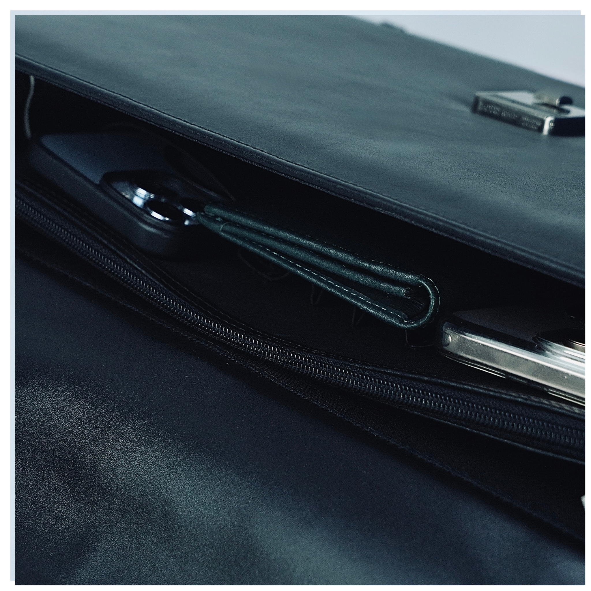 Executive Black Leather Attaché Briefcase