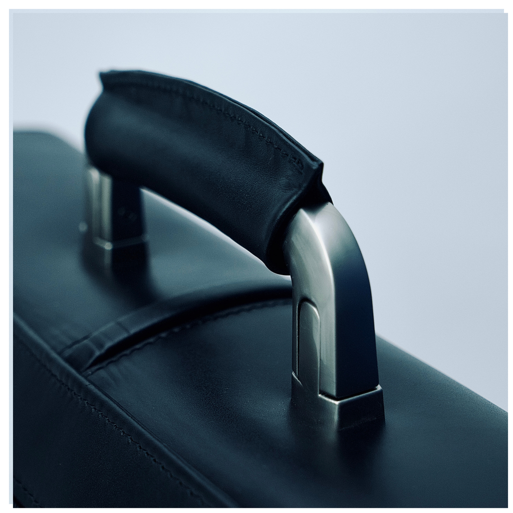 Executive Black Leather Attaché Briefcase