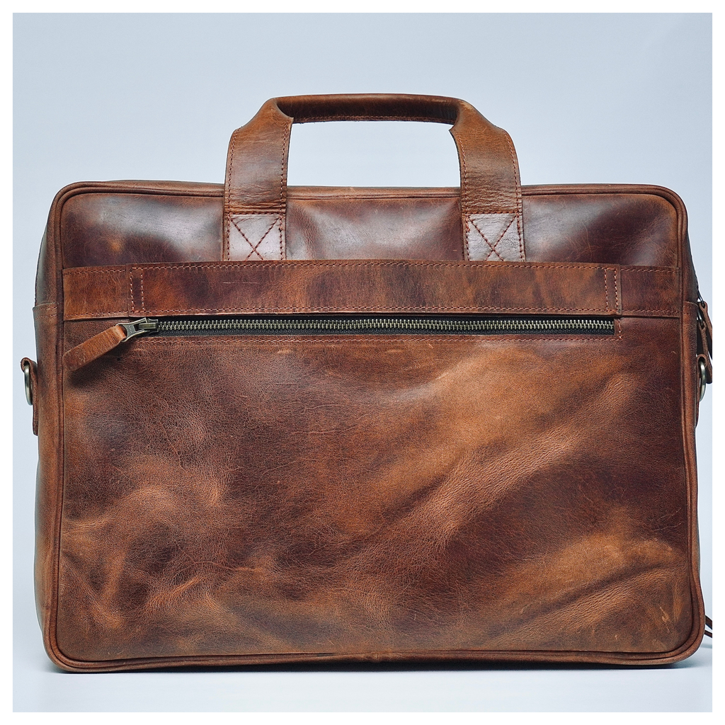 Heritage Tan Leather Laptop Briefcase