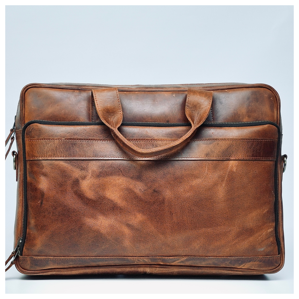 Heritage Tan Leather Laptop Briefcase
