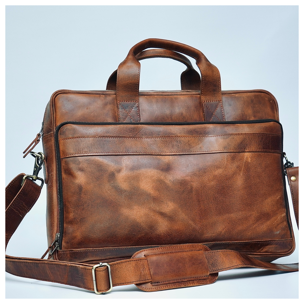 Heritage Tan Leather Laptop Briefcase