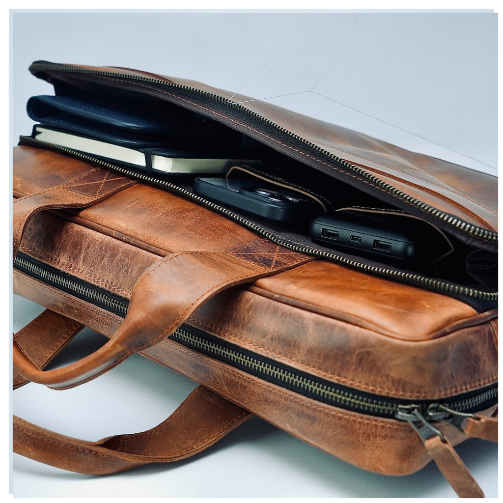 Heritage Tan Leather Laptop Briefcase